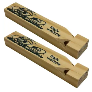 2 Pc Wooden Train Whistles 5-3/4" Kids Party Favors Thomas Theme Fun Classic Toy
