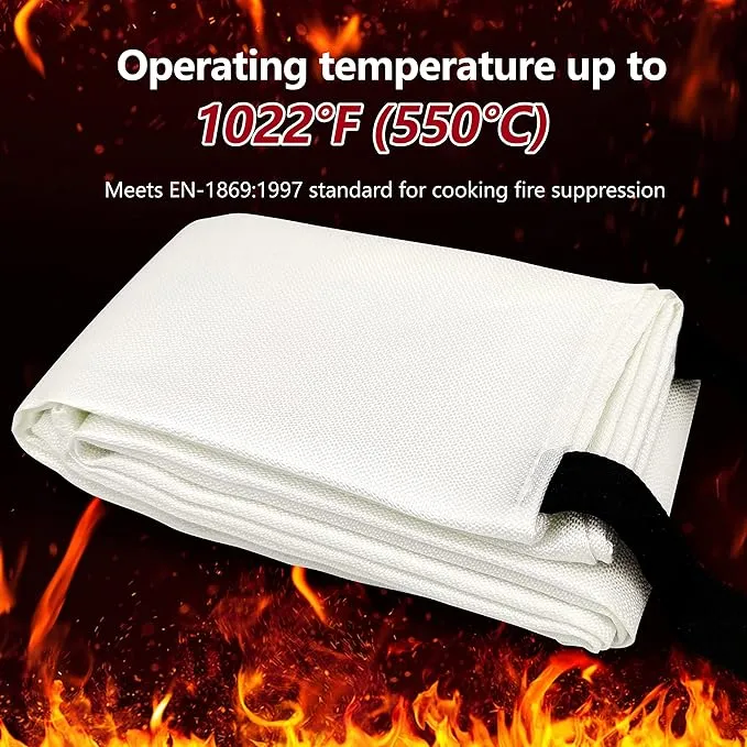 2Pack 39.3x39.3In Large Fire Blanket, Fiberglass Fire Emergency Blankets, Suppression Flame Retardant Fireproof Survival Safety Blanket for Kitchen Home Car Office Warehouse School Fireplace