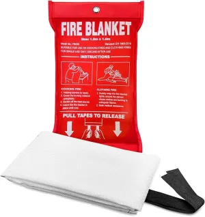 39.3x39.3In Large Fire Blanket, Fiberglass Fire Emergency Blankets, Suppression Flame Retardant Fireproof Survival Safety Blanket for Kitchen Home Car Office Warehouse School Fireplace 1Pack