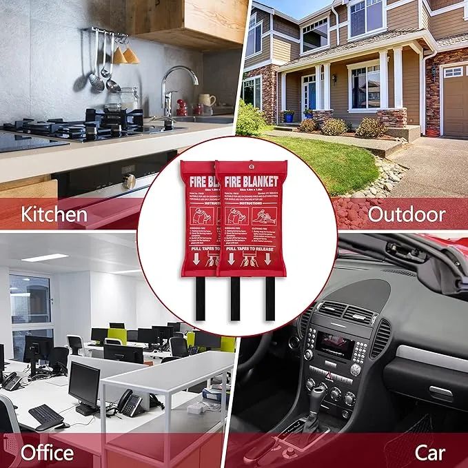 39.3x39.3In Large Fire Blanket, Fiberglass Fire Emergency Blankets, Suppression Flame Retardant Fireproof Survival Safety Blanket for Kitchen Home Car Office Warehouse School Fireplace 1Pack