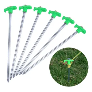 6 Pc Camping Tent Stakes Steel Nail Pegs 7.5" Long Heavy Duty Garden Tarp Awning