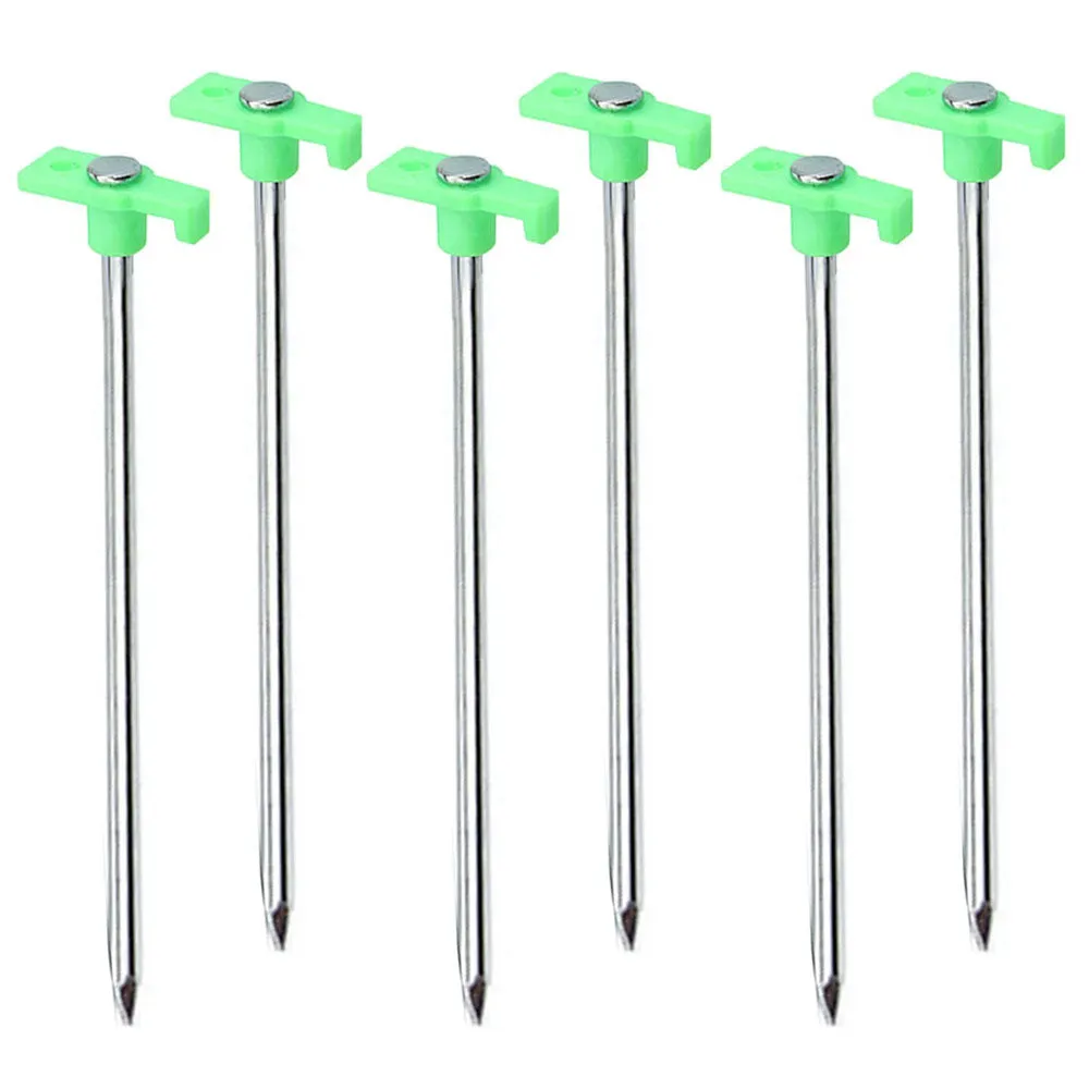 6 Pc Camping Tent Stakes Steel Nail Pegs 7.5" Long Heavy Duty Garden Tarp Awning