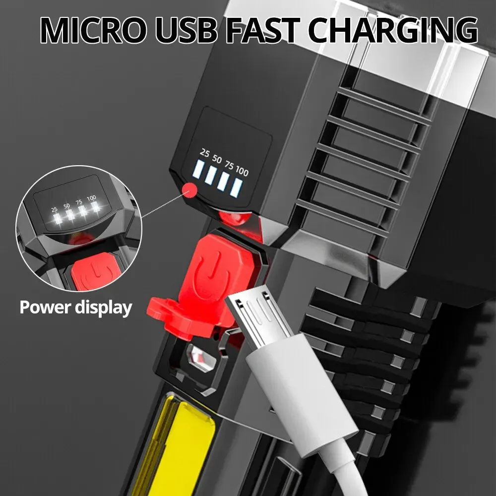 7led Rechargeable Flashlight with Cob Side Light