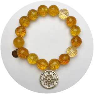 Citrine with Pav Compass Pendant
