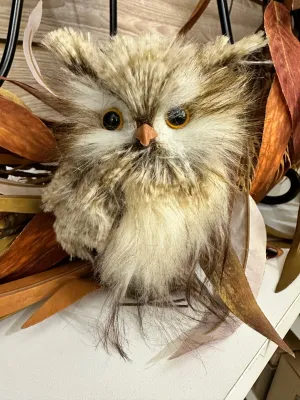 Feathered Horned Owl Tree Ornaments
