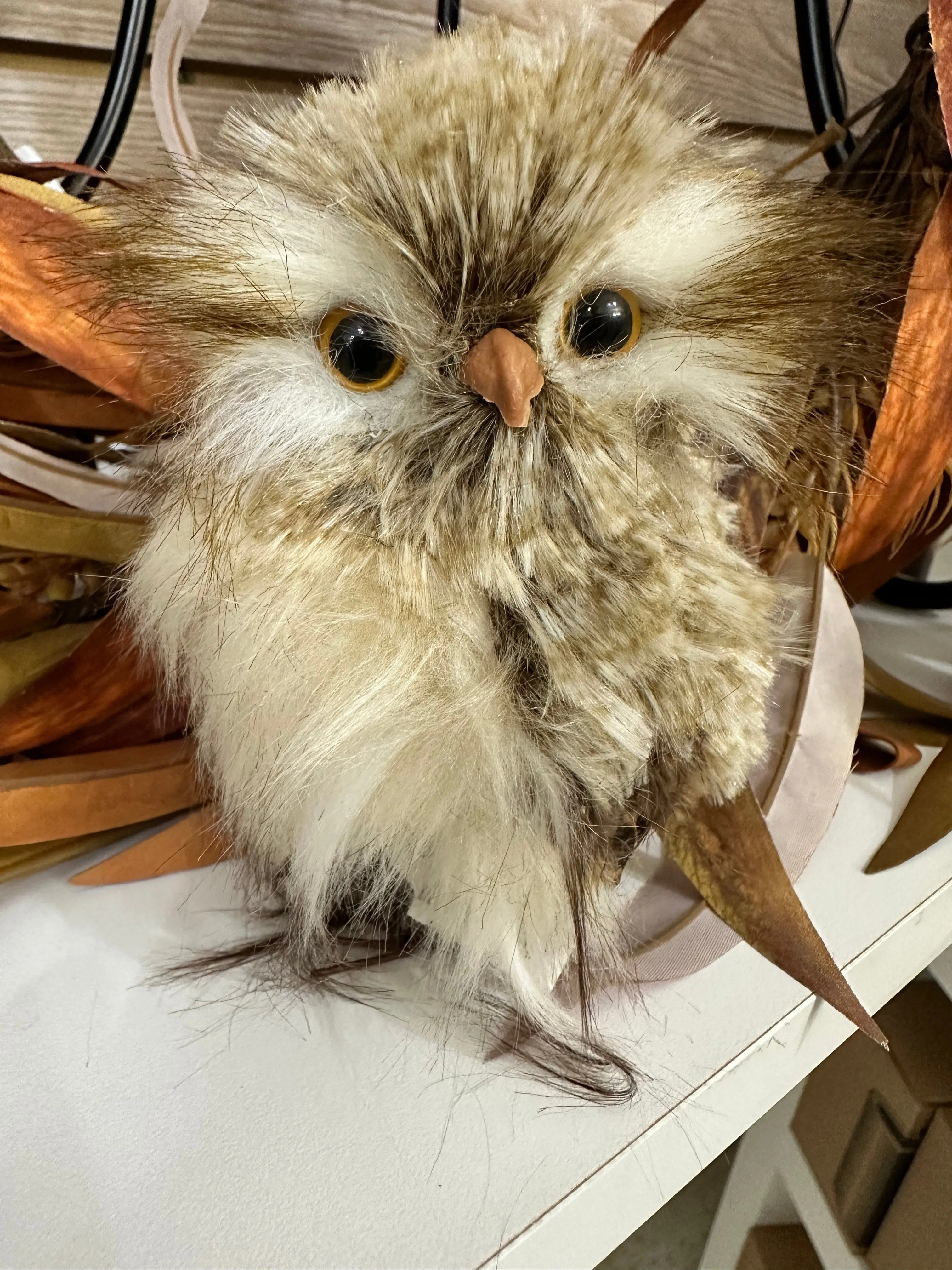 Feathered Horned Owl Tree Ornaments