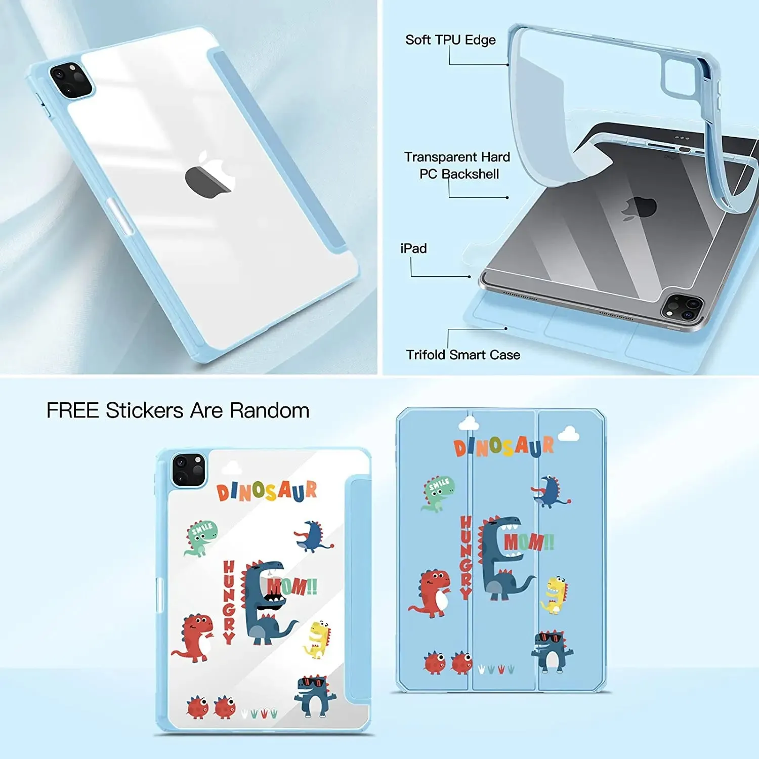 For Ipad 10.2 9th 8th 7th 10 10th Generation Pro 11 12.9 Air 5 4 10.9 Clear Pencil Holder Case