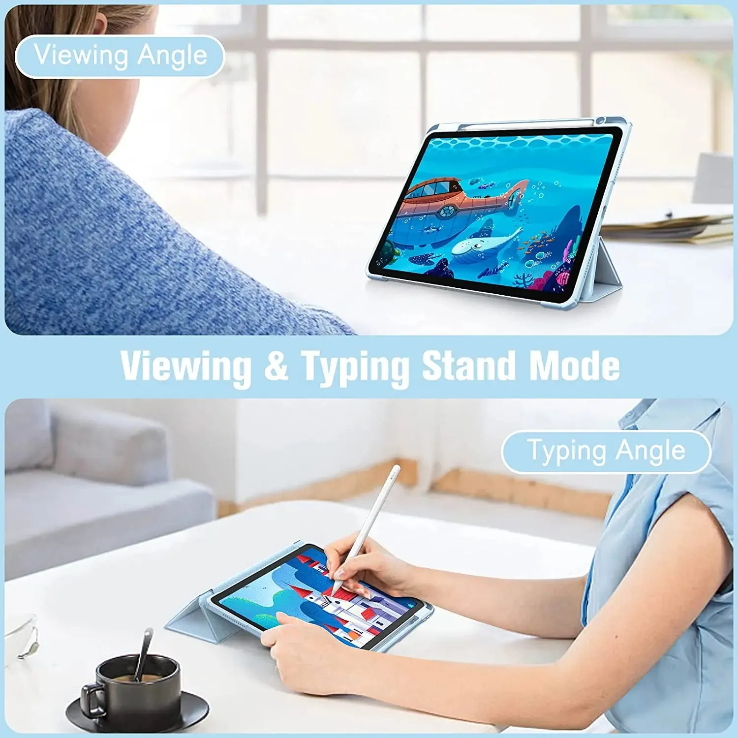 For Ipad 10.2 9th 8th 7th 10 10th Generation Pro 11 12.9 Air 5 4 10.9 Clear Pencil Holder Case