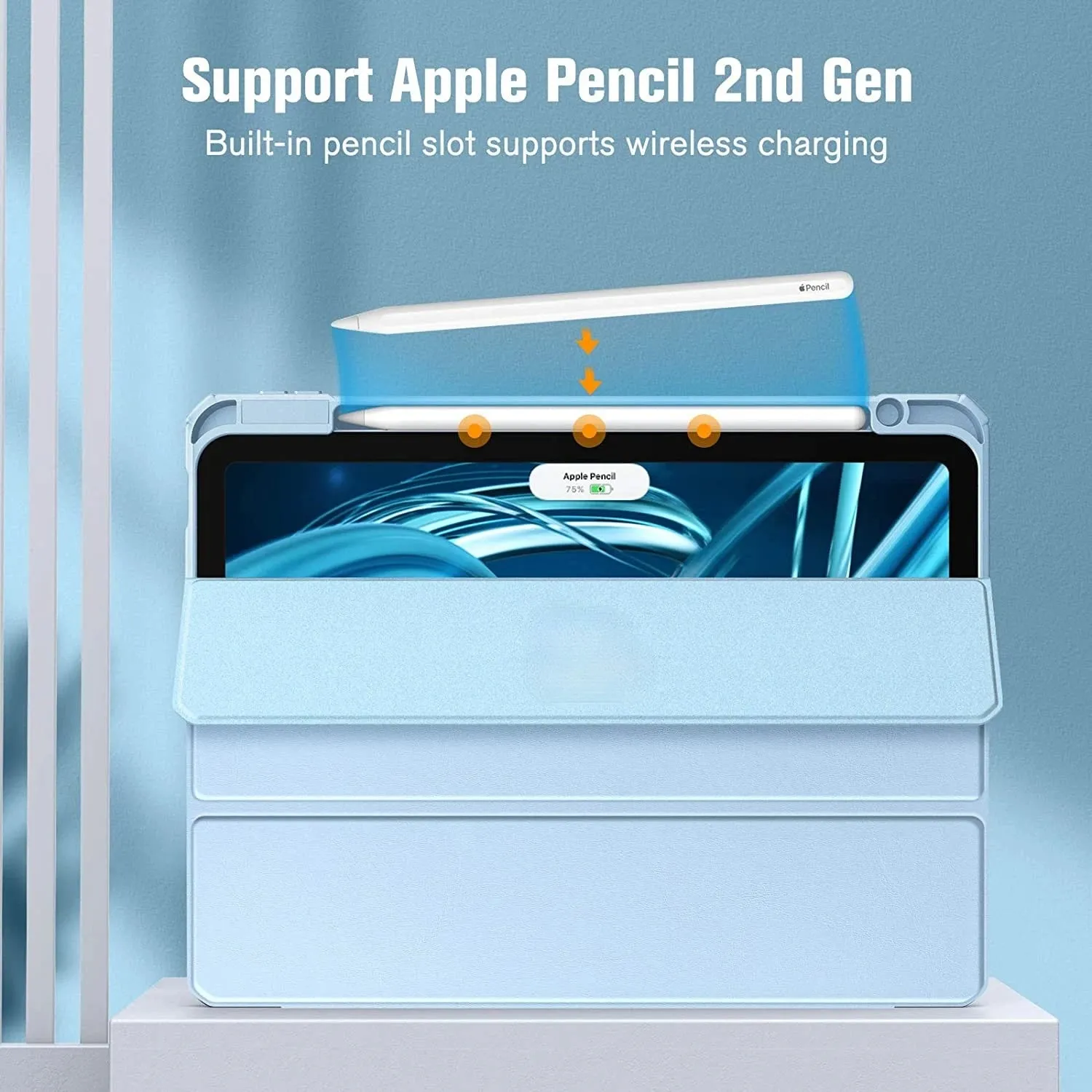 For Ipad 10.2 9th 8th 7th 10 10th Generation Pro 11 12.9 Air 5 4 10.9 Clear Pencil Holder Case