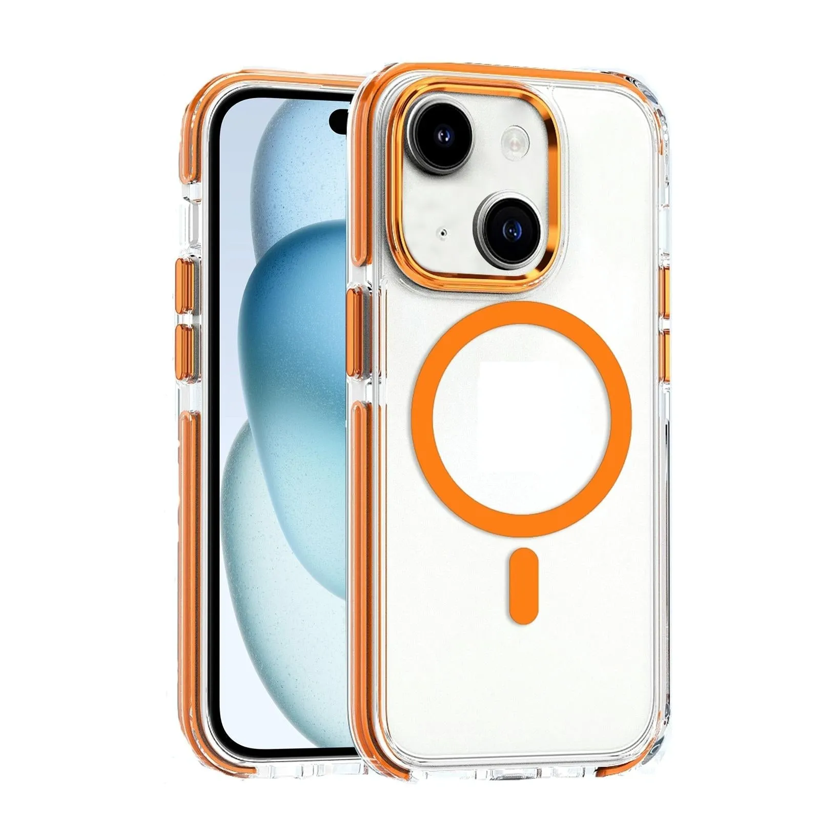 For Iphone 15 Dual-Colour Magsafe Tpu Hybrid Clear Pc Shockproof Phone Case