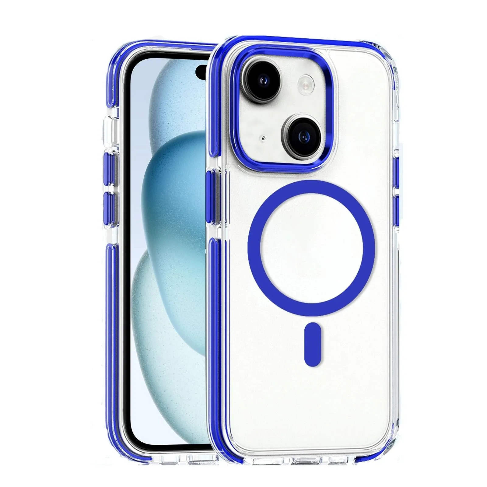 For Iphone 15 Dual-Colour Magsafe Tpu Hybrid Clear Pc Shockproof Phone Case