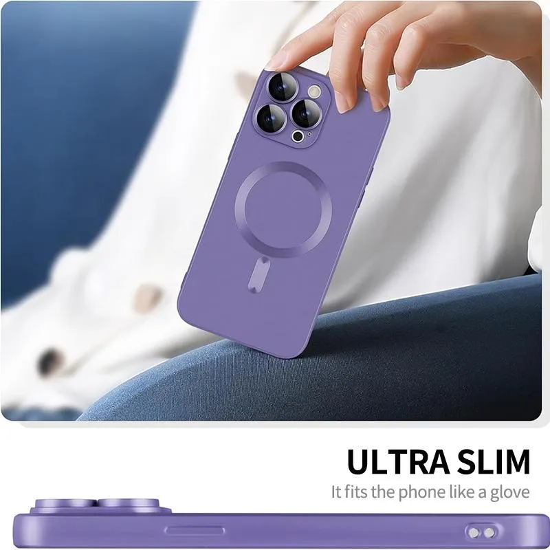 For Iphone 15 Magsafe Matte Tpu Phone Case With Lens Film