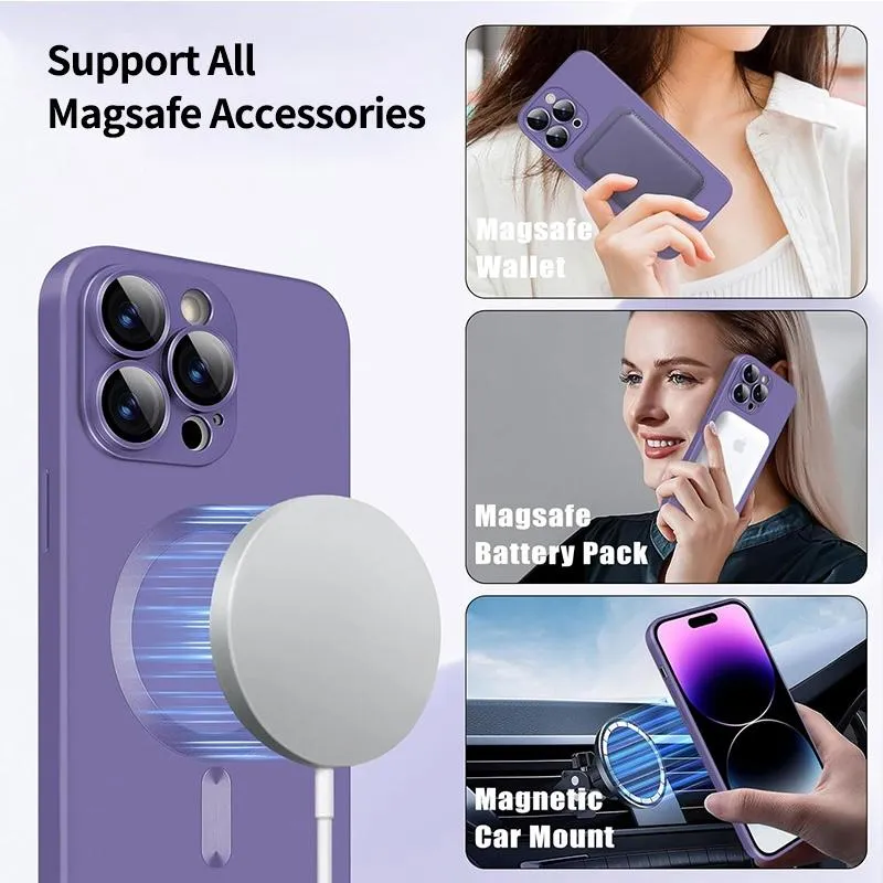 For Iphone 15 Magsafe Matte Tpu Phone Case With Lens Film