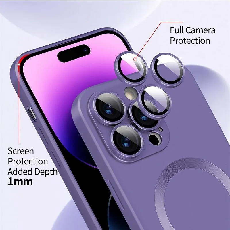For Iphone 15 Magsafe Matte Tpu Phone Case With Lens Film