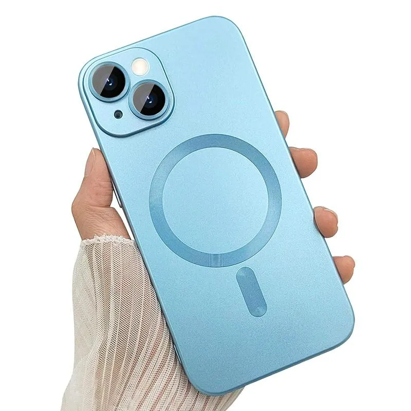For Iphone 15 Magsafe Matte Tpu Phone Case With Lens Film