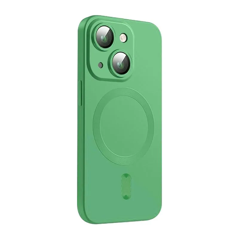 For Iphone 15 Magsafe Matte Tpu Phone Case With Lens Film