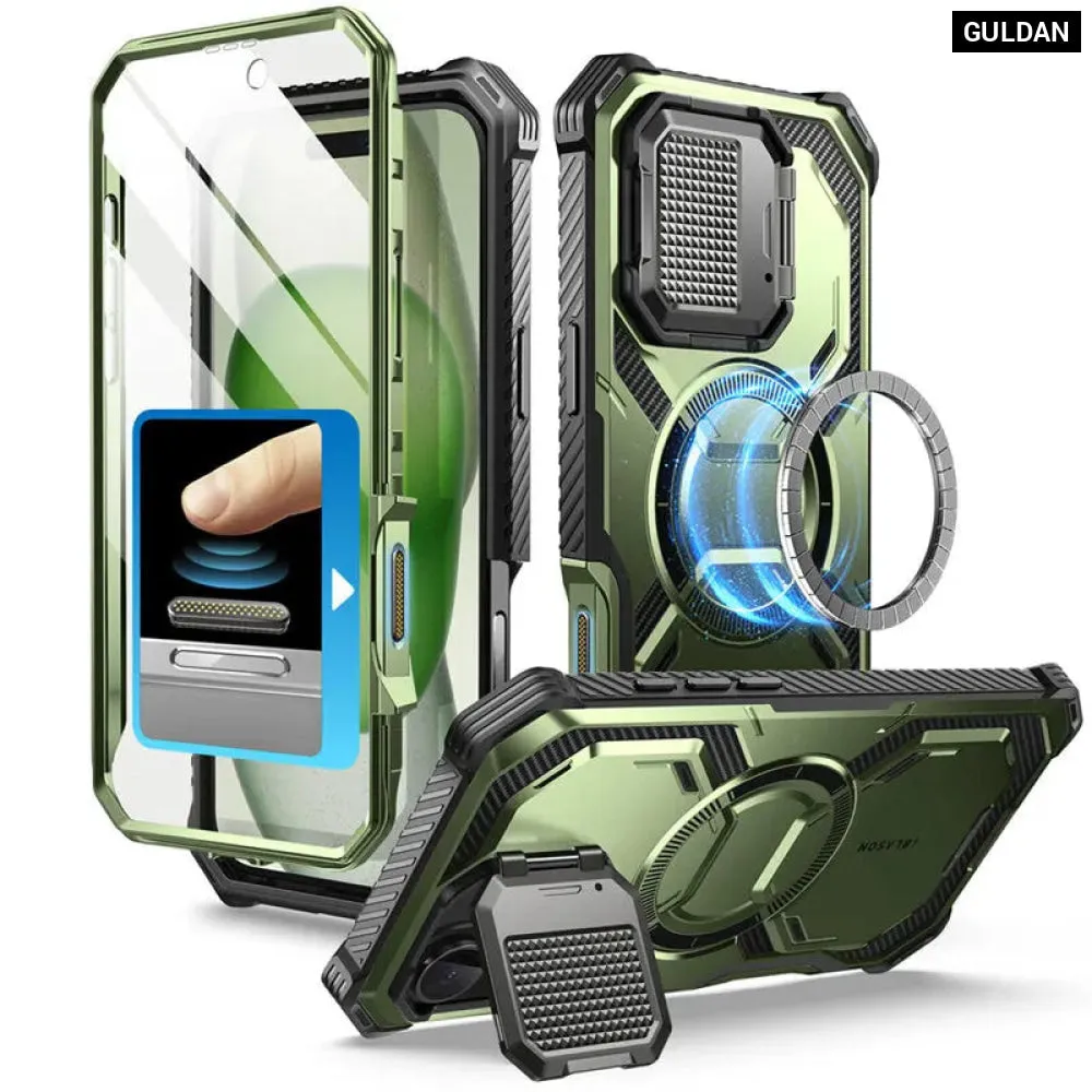 For Iphone 16 6.1" Armorbox Full-body Rugged Holster Bumper Phone Case with Built-in Screen Protector