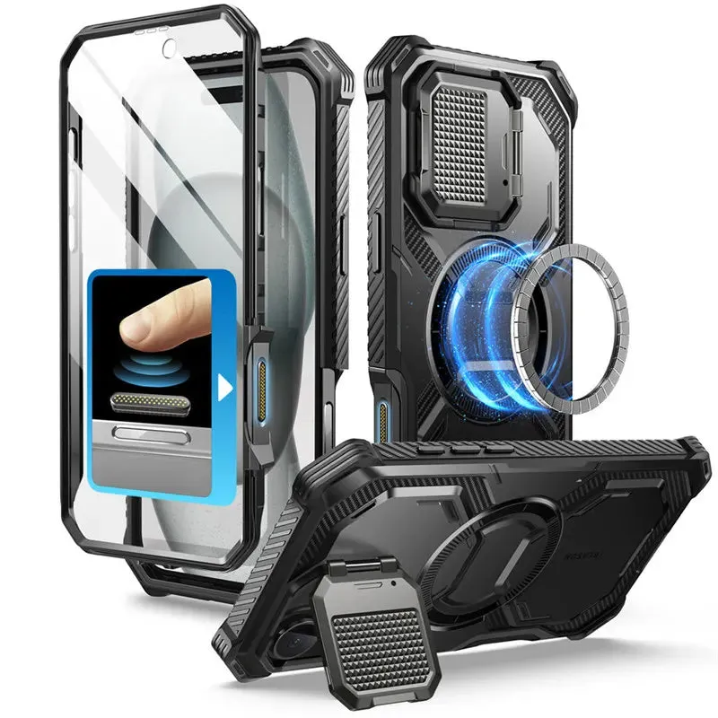 For Iphone 16 6.1" Armorbox Full-body Rugged Holster Bumper Phone Case with Built-in Screen Protector