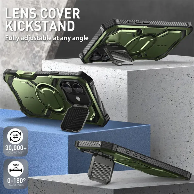 For Iphone 16 6.1" Armorbox Full-body Rugged Holster Bumper Phone Case with Built-in Screen Protector