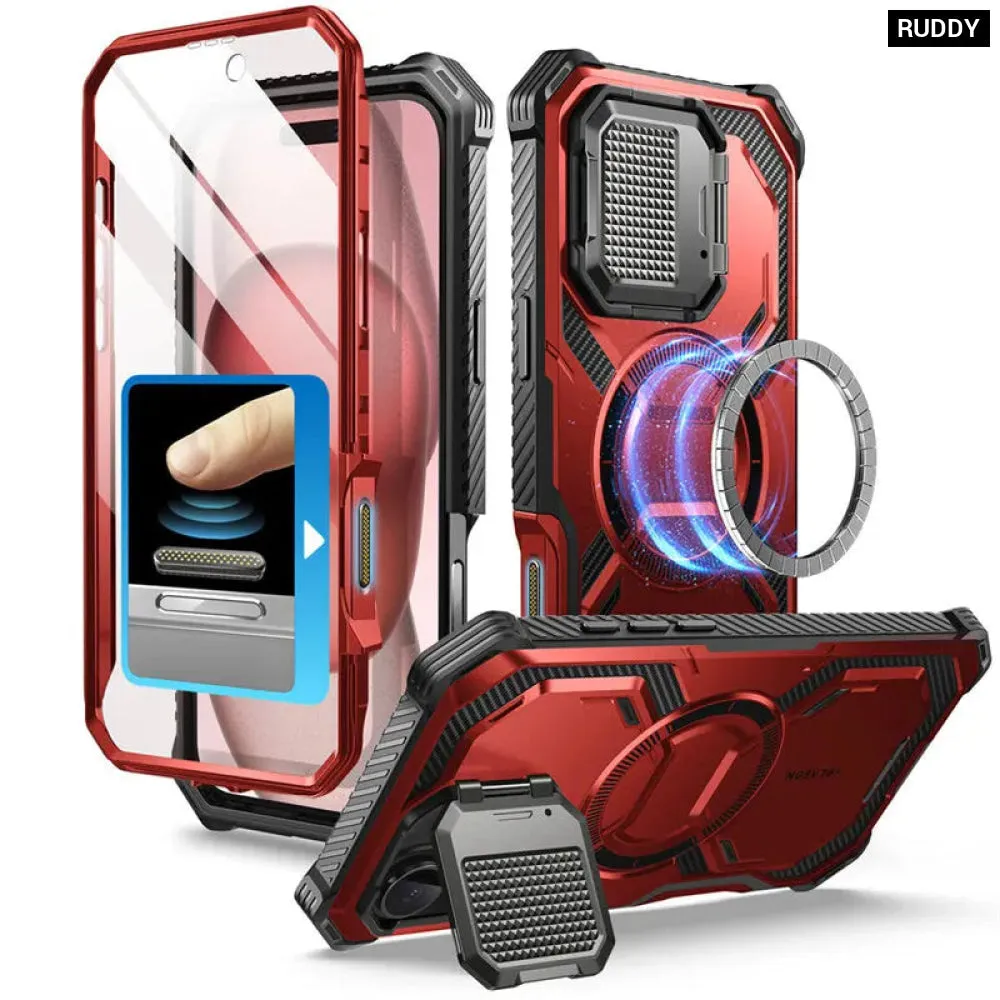 For Iphone 16 6.1" Armorbox Full-body Rugged Holster Bumper Phone Case with Built-in Screen Protector