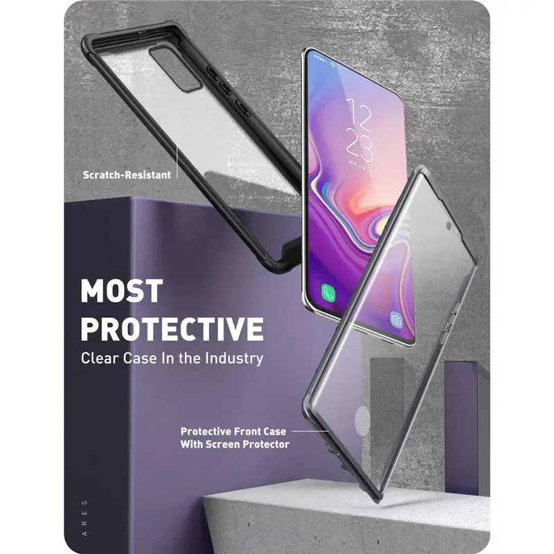 For Samsung Galaxy S20 / S20 5G 2020 Release Ares Full-Body Rugged Clear Bumper Case With Built-In Screen Protector