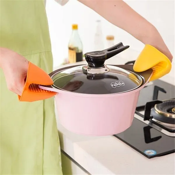 Heat Resistant Silicone Oven Glove Short Finger Hand Clip Oven Mitt Convenient Potholder