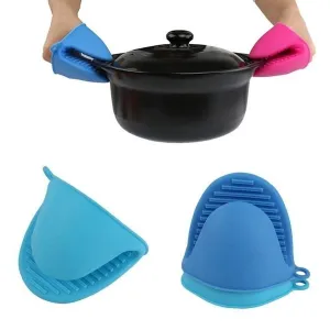 Heat Resistant Silicone Oven Glove Short Finger Hand Clip Oven Mitt Convenient Potholder
