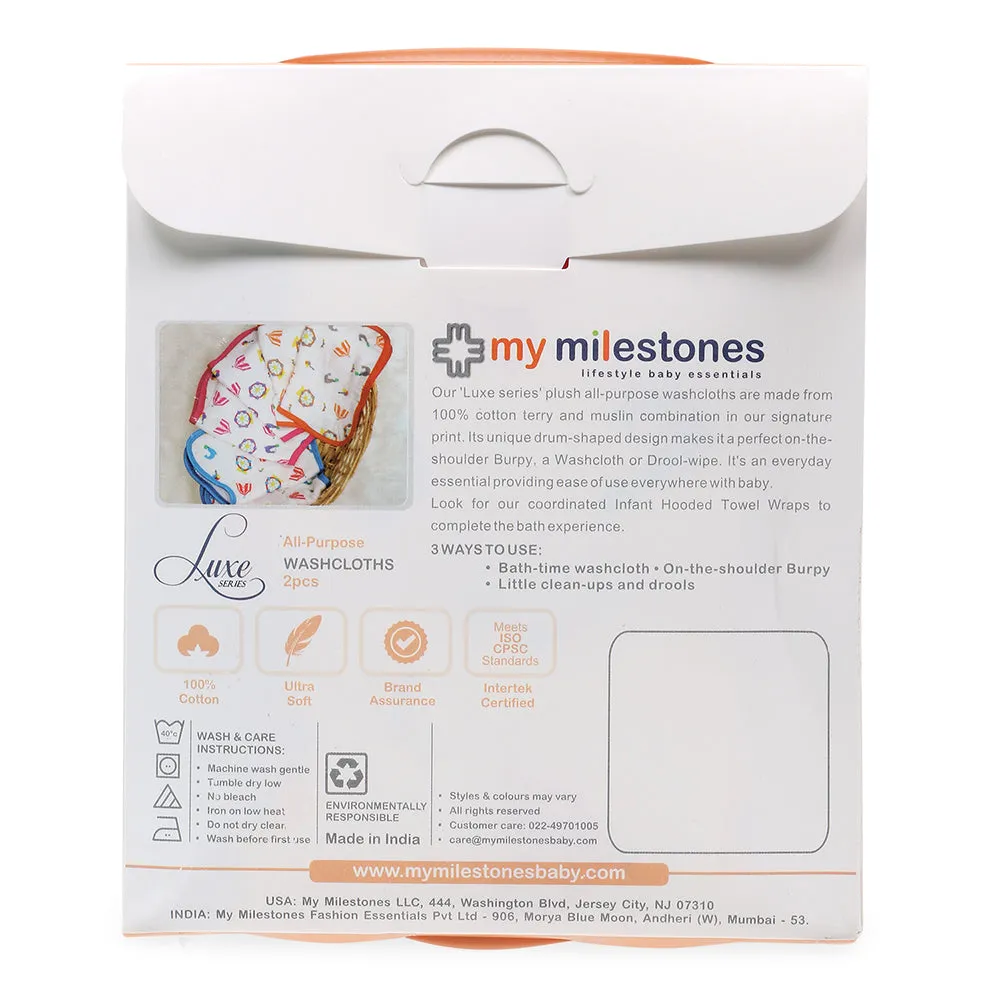 My Milestones Luxe all-purpose Washcloths 2pc Set - Carnival Orange