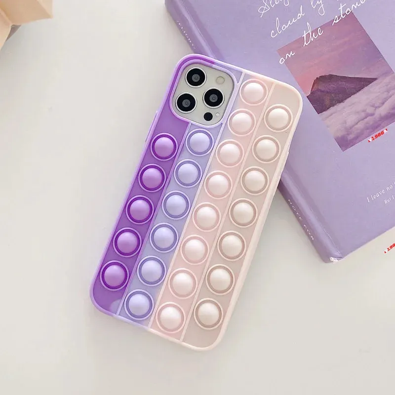 Relive Stress Phone Case For Iphone X XR XS 12 11 Pro Max 6 6s 7 8 Plus Pop Fidget Toys Push Bubble Soft Silicone Phone Case