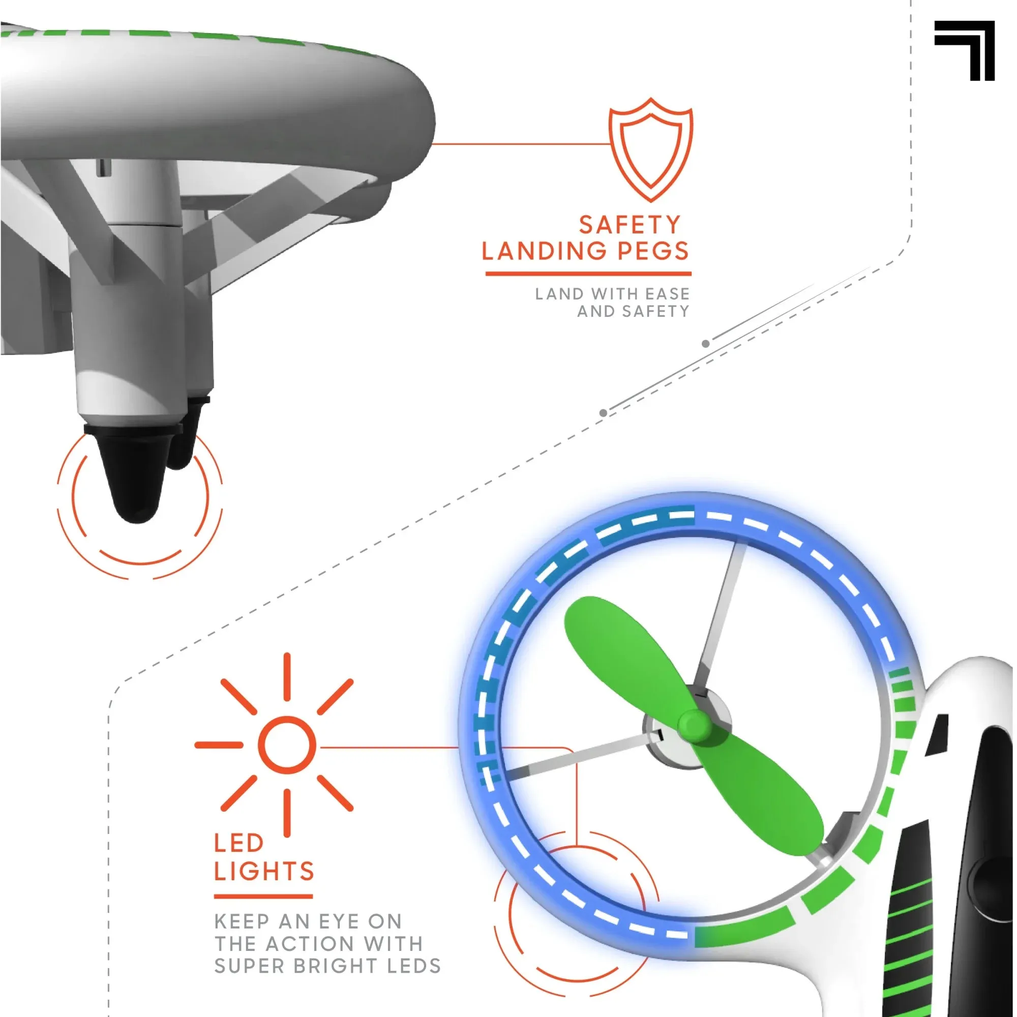 Sharper Image 2.4GHz RC Glow up Stunt Drone with LED Lights