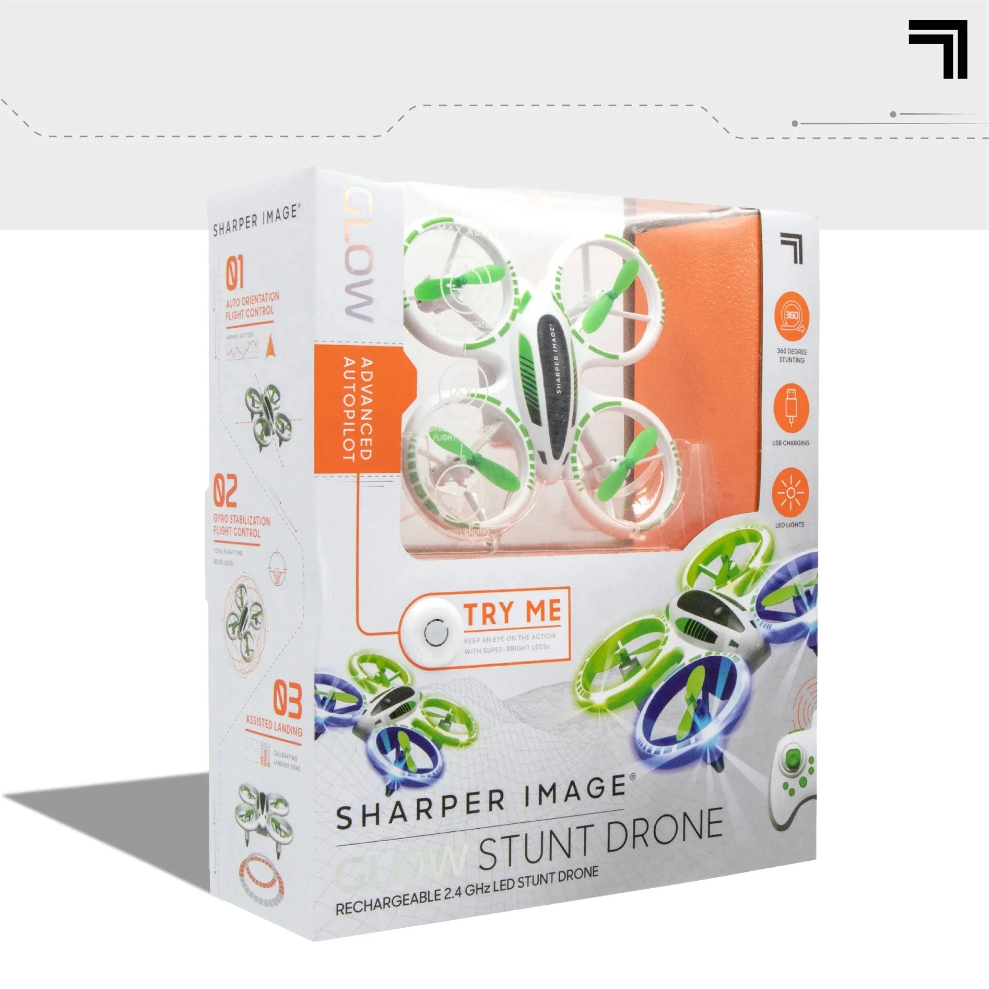 Sharper Image 2.4GHz RC Glow up Stunt Drone with LED Lights