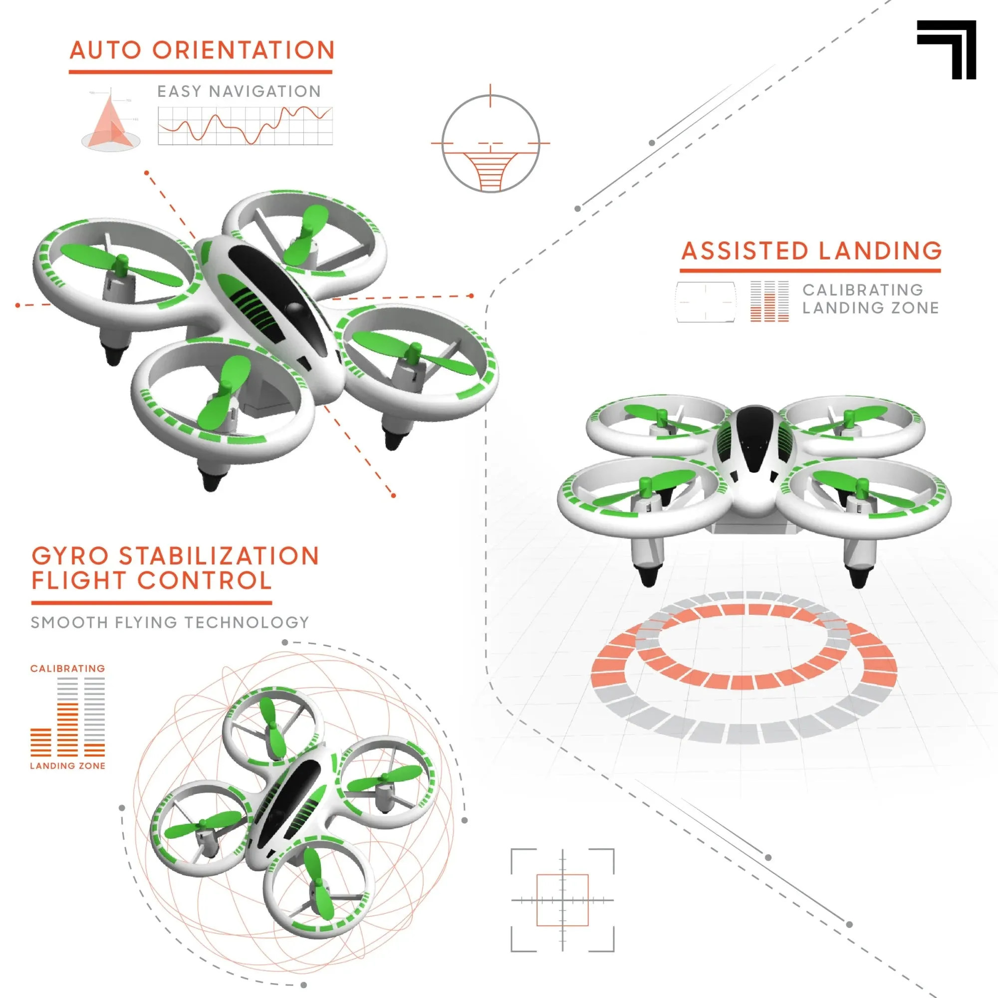 Sharper Image 2.4GHz RC Glow up Stunt Drone with LED Lights