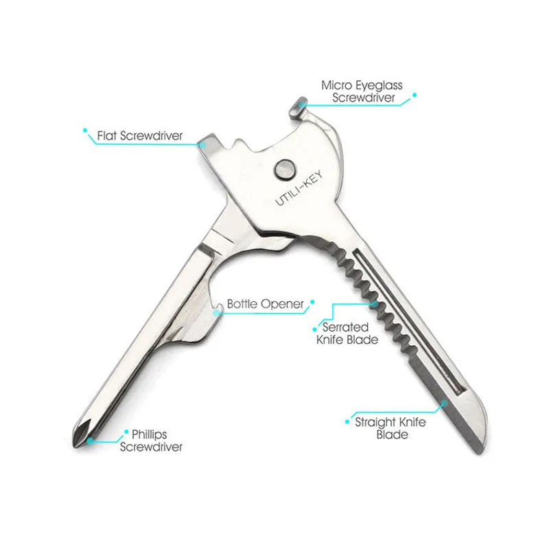 Swiss Tech 6 in 1 Utili Key Ring Multi Tool Folding Knife Pocket Kunci