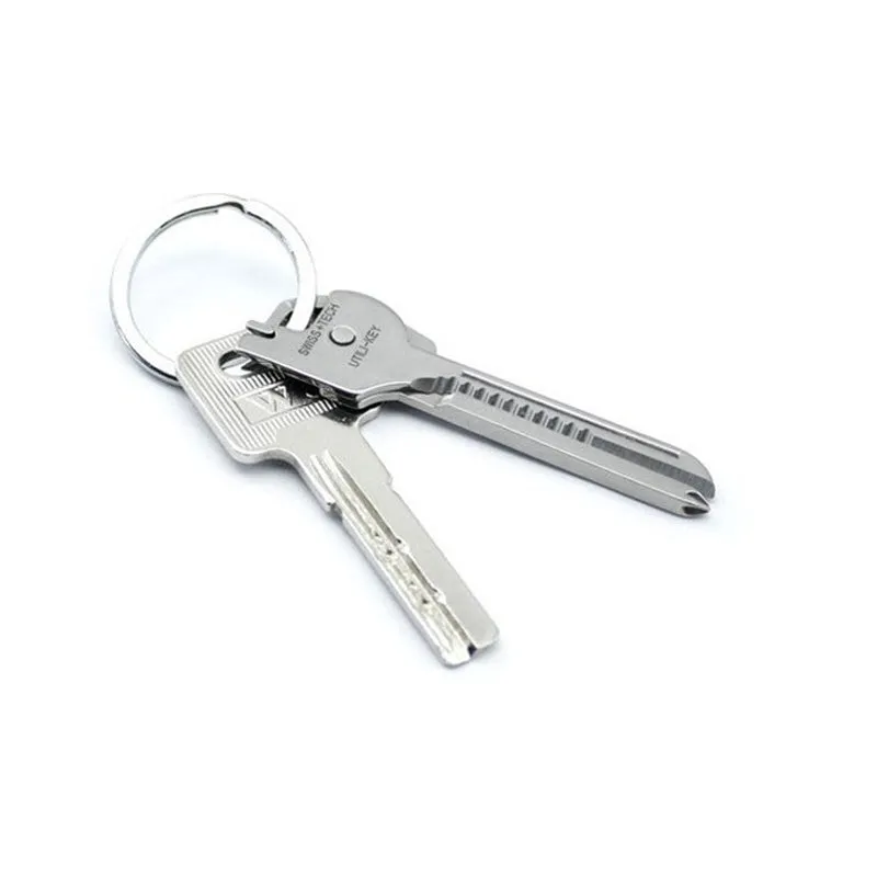 Swiss Tech 6 in 1 Utili Key Ring Multi Tool Folding Knife Pocket Kunci