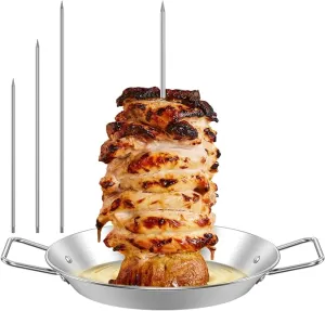 Vertical Meat Skewer, Stainless Steel Vertical Skewer Grill with 8/10/12 Inch Removable Spikes, Vertical Skewer Grill Rack Stand, Barbecue Kebab Spike