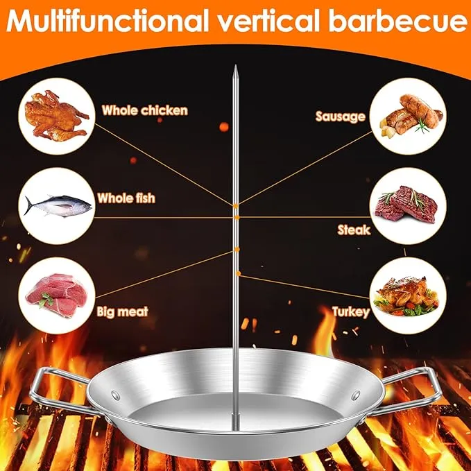 Vertical Meat Skewer, Stainless Steel Vertical Skewer Grill with 8/10/12 Inch Removable Spikes, Vertical Skewer Grill Rack Stand, Barbecue Kebab Spike