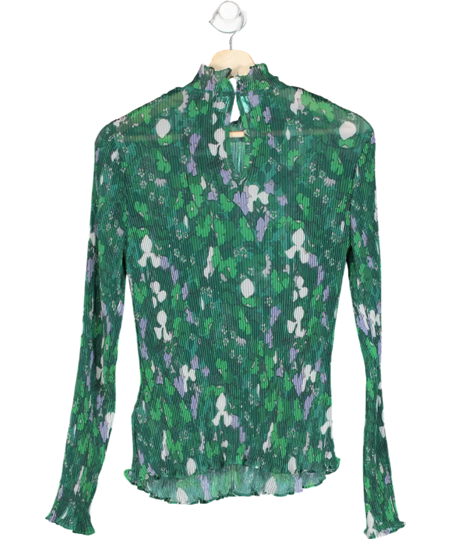 Whistles Floral Transparent Green Top UK 12